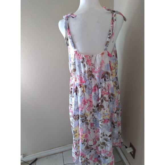Lane Bryant Dress Multicolored Pastel Floral Sz 14 Tie Straps Tiered Easter... - Picture 5 of 10